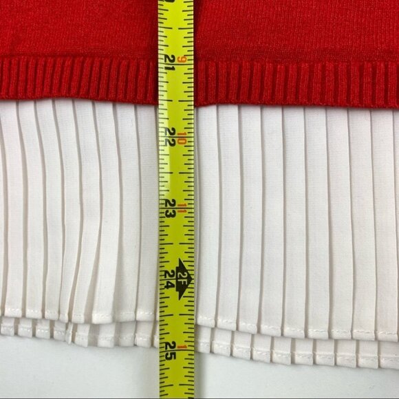 Red Sweater with Pleated Collar & Cuff - Picture 4 of 6